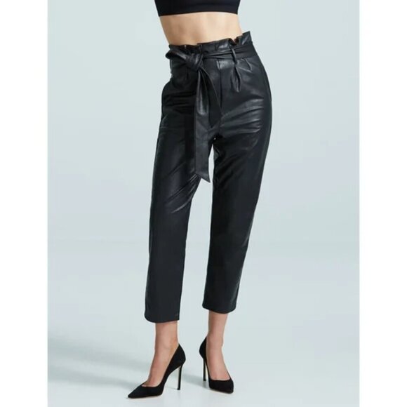 Commando | Faux Leather Paperbag Pants In Black - Picture 2 of 10